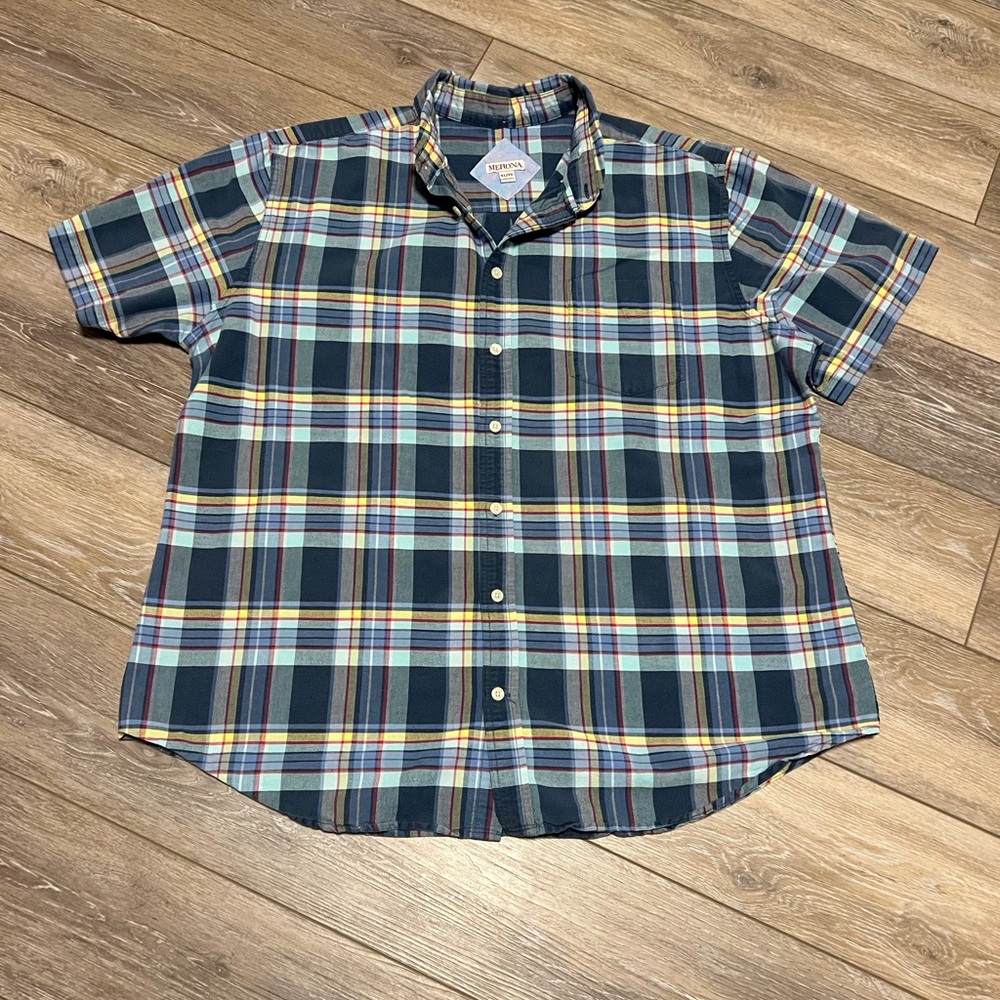 Merona Blue and Yellow Casual Button Down Shirt size XL